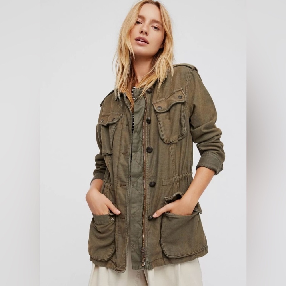 Free People Women's Not Your Brothers Surplus Jacket Military Army Cargo - Picture 1 of 9